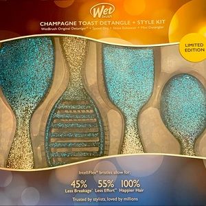 WET BRUSH CHAMPAGNE TOAST DETANGLE + STYLE KIT * 4 BRUSHES * LIMITED EDITION SET